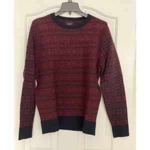 J Crew 100% Lambs Wool Fair Isle Nordic Crew Sweater Unisex M
